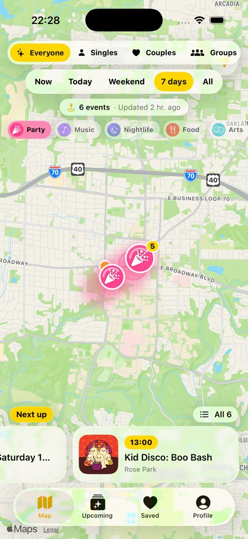 Map filtered to parties