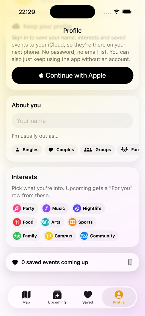 Profile with Sign in with Apple